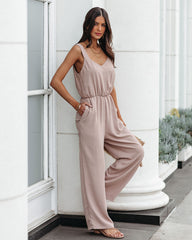 Brenna Pocketed Jumpsuit - Taupe Ins Street