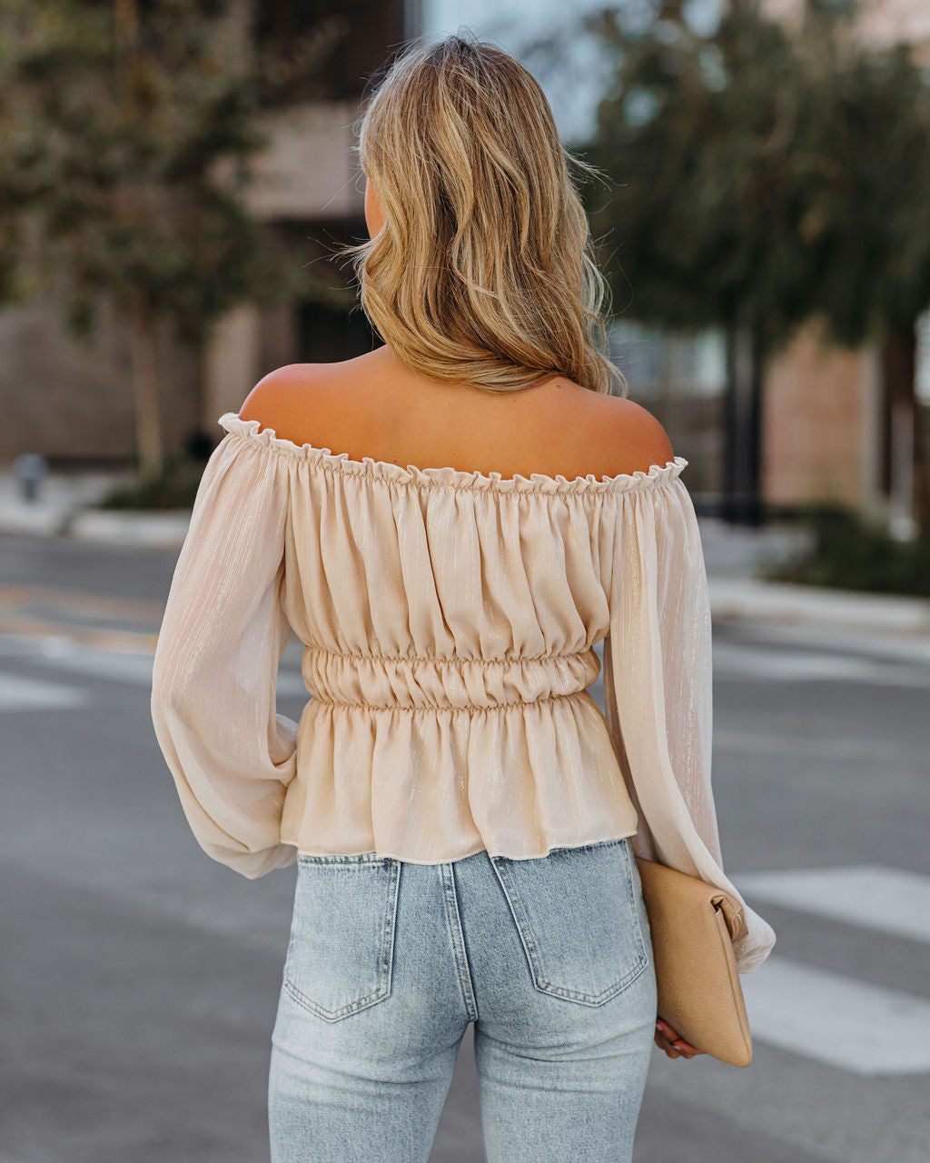 Brielle Shimmer Off The Shoulder Blouse - FINAL SALE Ins Street