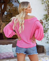 Capitol Reef V-Neck Knit Pocket Top - Hot Pink Ins Street