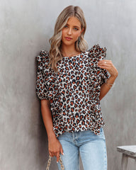 Castro Cotton Leopard Ruffle Top - FINAL SALE Ins Street