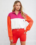Circuit Cotton Blend Pocketed Half Zip Pullover - Flame/ Magenta - FINAL SALE ALL-001
