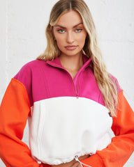 Circuit Cotton Blend Pocketed Half Zip Pullover - Flame/ Magenta - FINAL SALE ALL-001