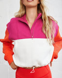 Circuit Cotton Blend Pocketed Half Zip Pullover - Flame/ Magenta - FINAL SALE