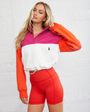 Circuit Cotton Blend Pocketed Half Zip Pullover - Flame/ Magenta - FINAL SALE ALL-001