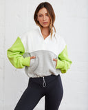 Circuit Cotton Blend Pocketed Half Zip Pullover - Neon Lime/ Heather Grey - FINAL SALE ALL-001