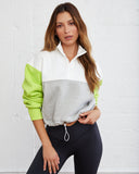 Circuit Cotton Blend Pocketed Half Zip Pullover - Neon Lime/ Heather Grey - FINAL SALE