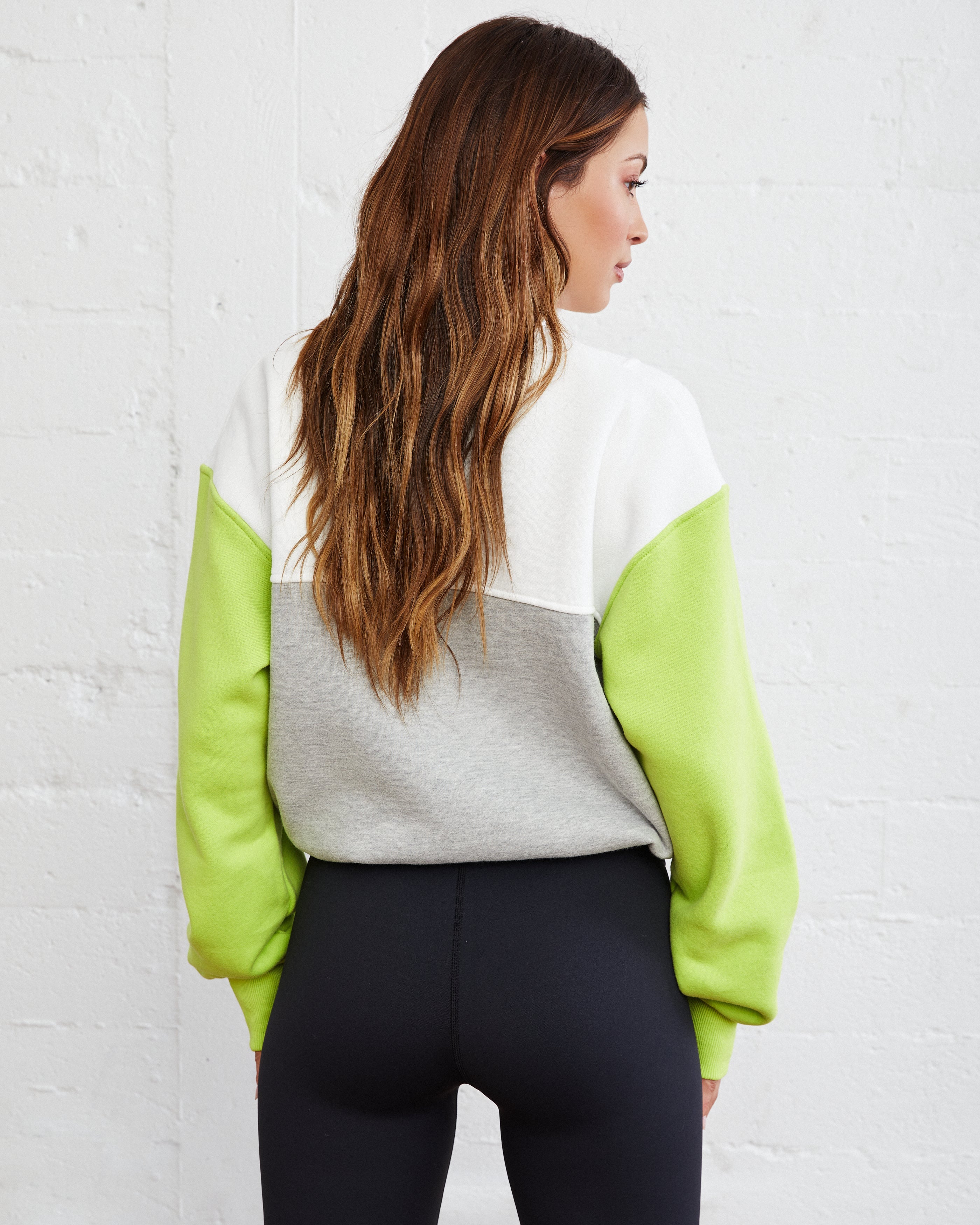 Circuit Cotton Blend Pocketed Half Zip Pullover - Neon Lime/ Heather Grey - FINAL SALE ALL-001