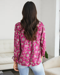 Clarence Floral Split Neck Blouse - FINAL SALE COLL-001