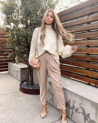 Lacey Pocketed High Rise Trousers - Nude Ins Street