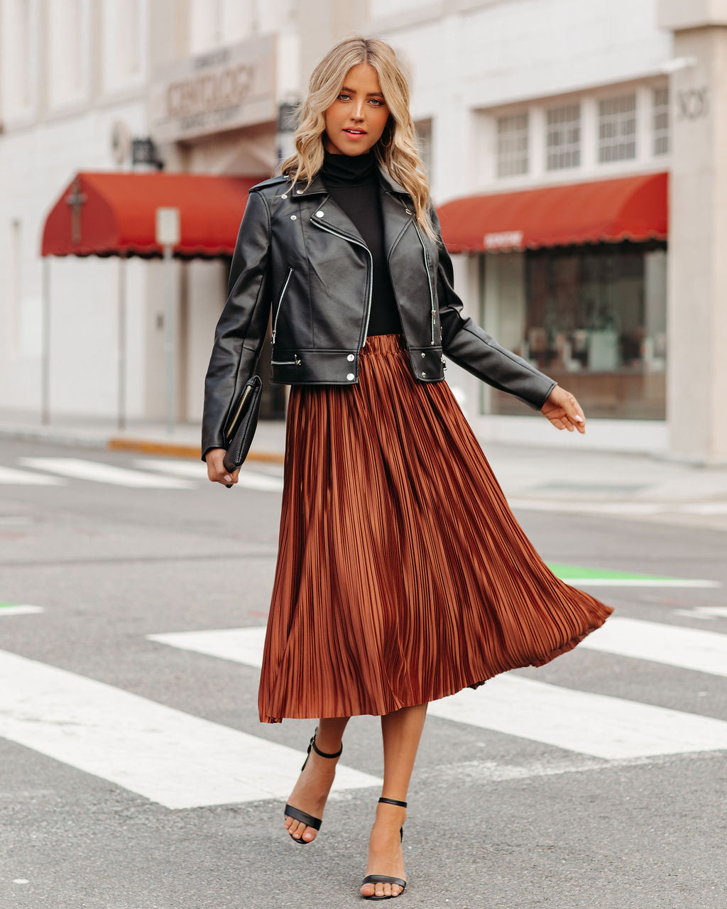 Cailey Pleated Midi Skirt Copper InsStreet