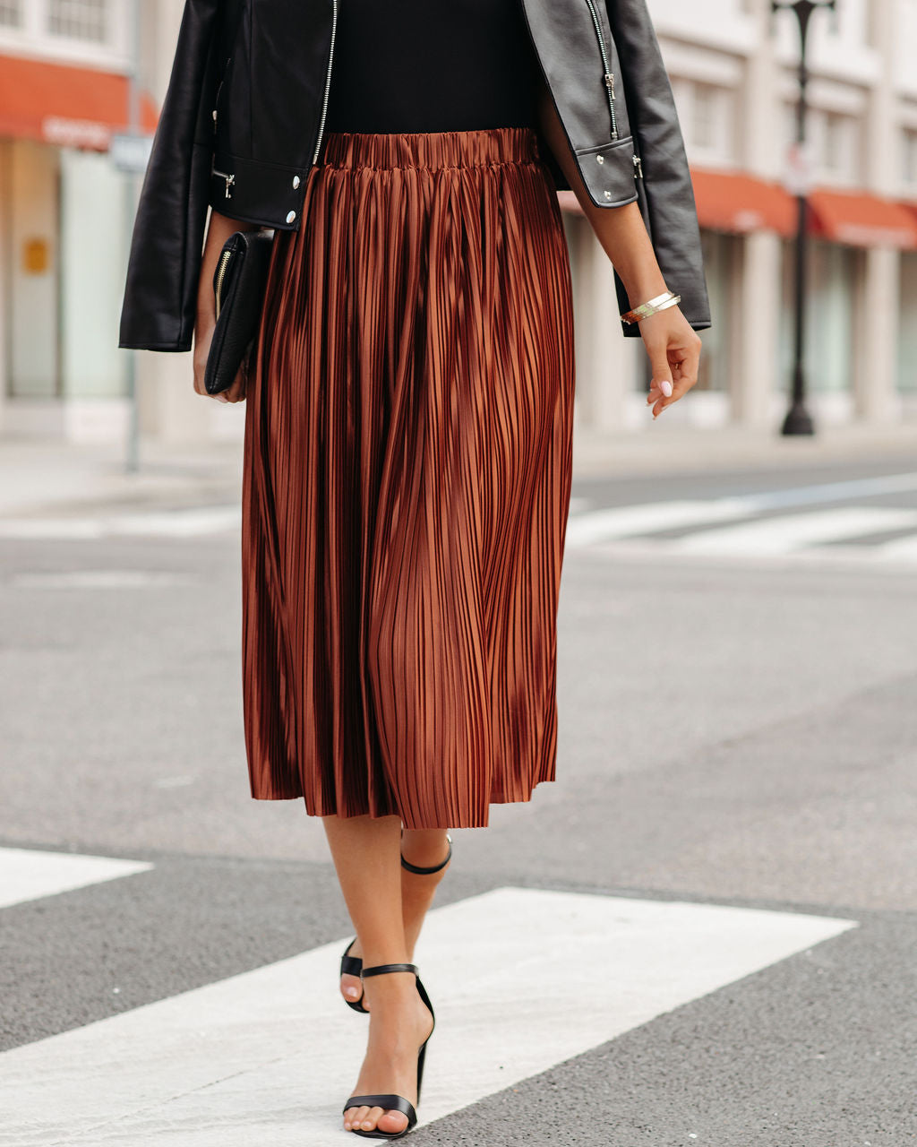 Cailey Pleated Midi Skirt - Copper Ins Street