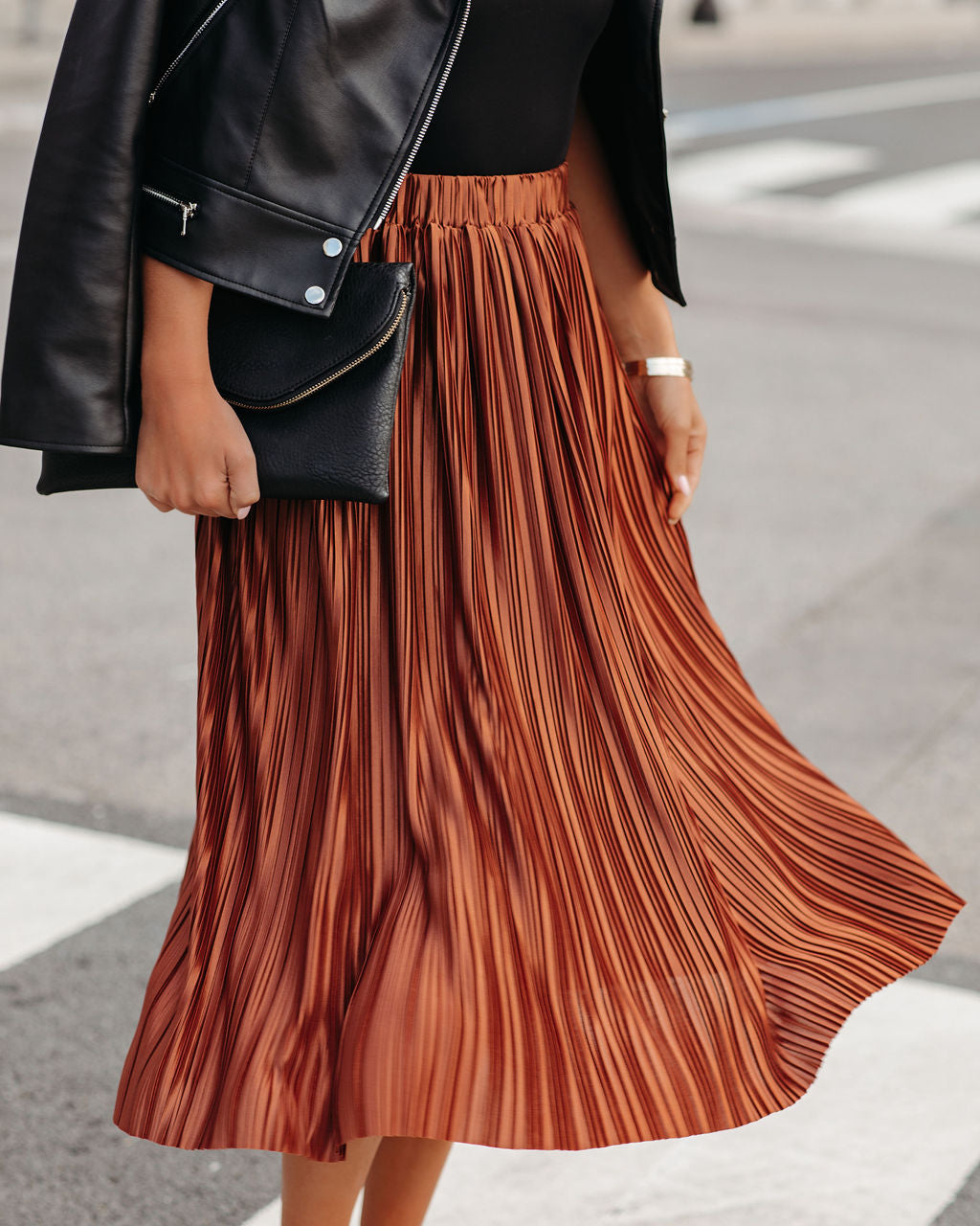 Cailey Pleated Midi Skirt - Copper Ins Street