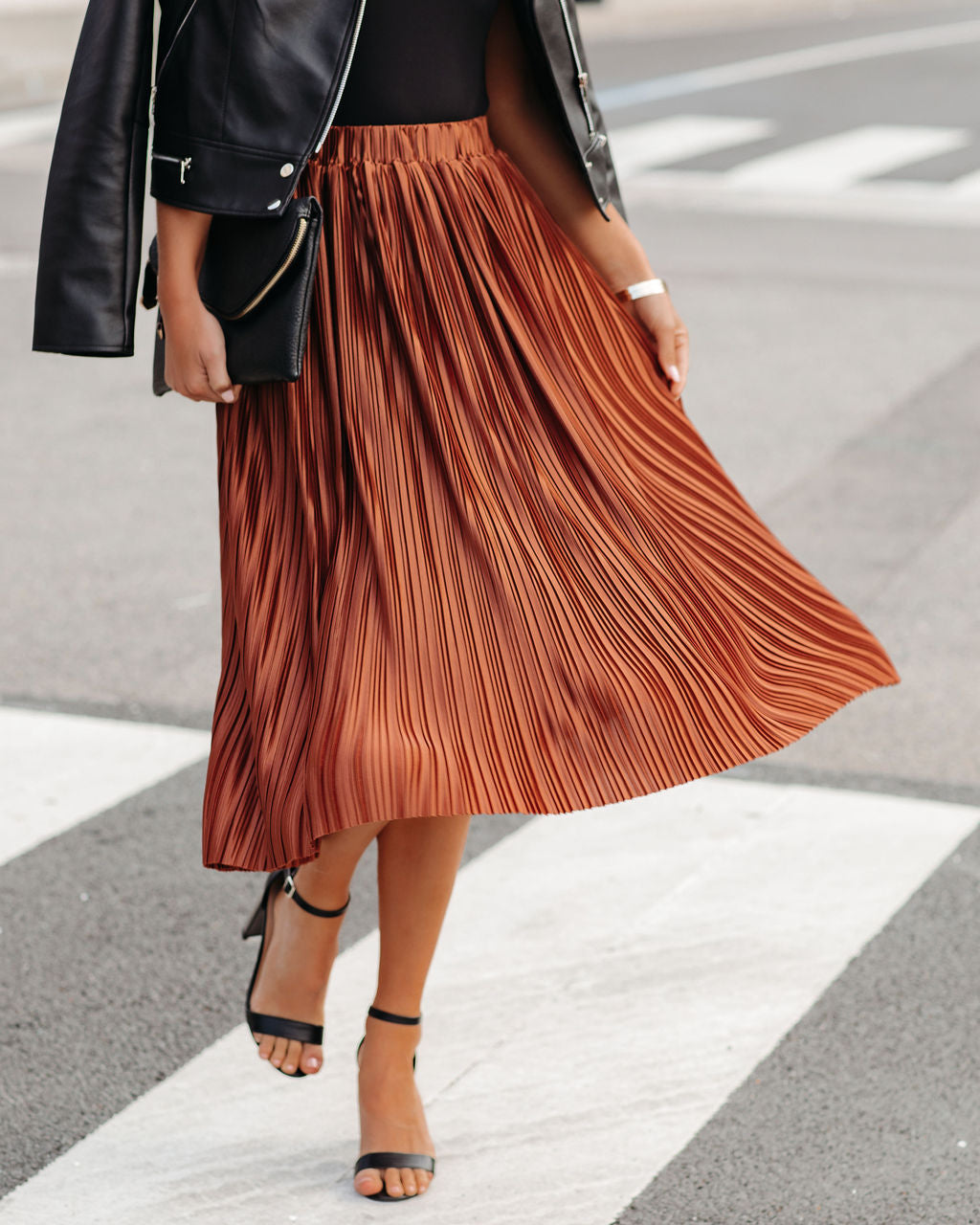 Cailey Pleated Midi Skirt - Copper Ins Street