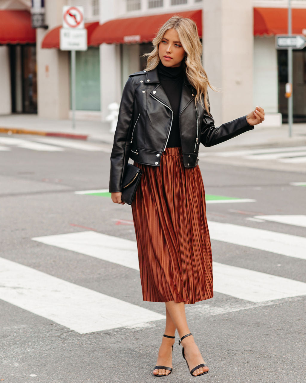 Cailey Pleated Midi Skirt - Copper Ins Street