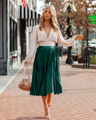 Cailey Pleated Midi Skirt - Green Ins Street