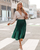 Cailey Pleated Midi Skirt - Green Ins Street