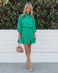 Call Me Angel Textured Satin Dress - Green Ins Street