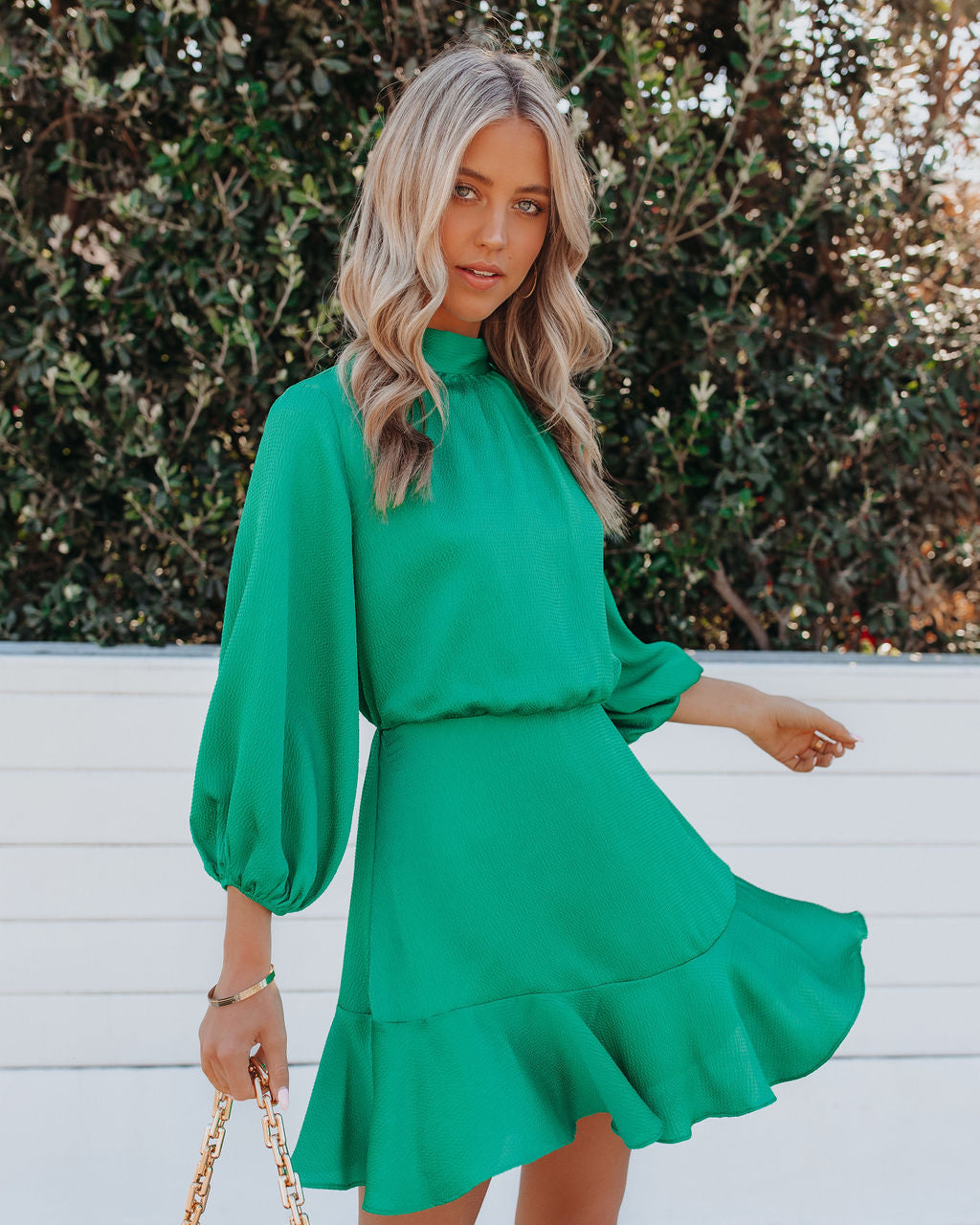 Call Me Angel Textured Satin Dress - Green Ins Street