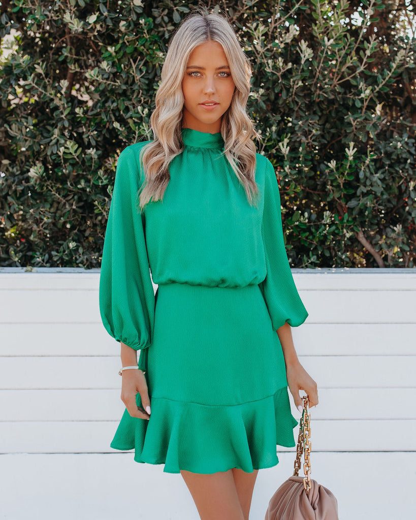 Call Me Angel Textured Satin Dress - Green – InsStreet