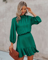 Call Me Angel Textured Satin Dress - Hunter Green - FINAL SALE Ins Street