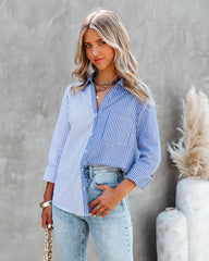 Kalvin Cotton Colorblock Button Down Top Ins Street