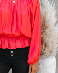 Cappa Satin Peplum Blouse - Coral - FINAL SALE Ins Street