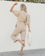 Carson Cotton Pocketed Puff Sleeve Jumpsuit - FINAL SALE Ins Street