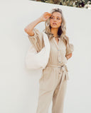 Carson Cotton Pocketed Puff Sleeve Jumpsuit - FINAL SALE Ins Street