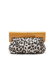 Cassandra Woven Leopard Crossbody Clutch - Beige Black Ins Street