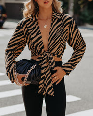 Catalina Tiger Print Tie Blouse - FINAL SALE Ins Street