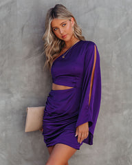 Caydan Satin One Shoulder Cutout Dress - Plum - FINAL SALE Ins Street