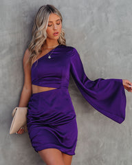 Caydan Satin One Shoulder Cutout Dress - Plum - FINAL SALE Ins Street