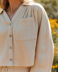 Celia Cotton Crop Button Down Top - Natural Ins Street