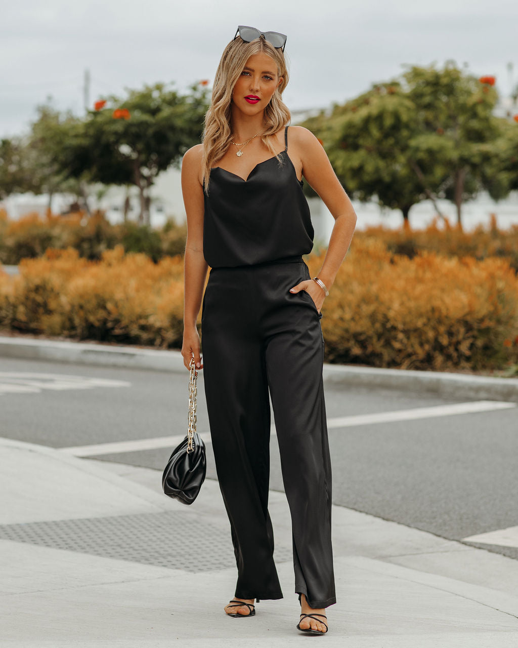 Chana Satin Pocketed High Rise Trousers - Black - FINAL SALE Ins Street