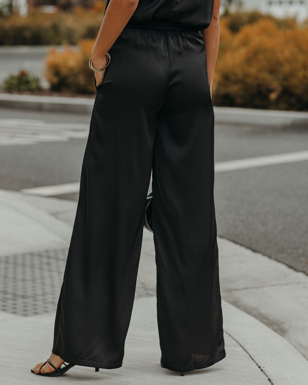 Chana Satin Pocketed High Rise Trousers - Black - FINAL SALE Ins Street