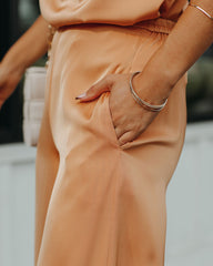 Chana Satin Pocketed High Rise Trousers - Orange Mist - FINAL SALE Ins Street