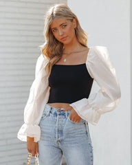 Chantelle Statement Sleeve Crop Blouse - Cream - FINAL SALE Ins Street