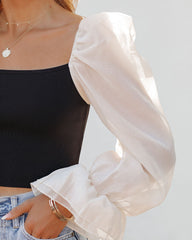 Chantelle Statement Sleeve Crop Blouse - Cream - FINAL SALE Ins Street