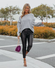 Charleston Ruffle Knit Sweater - Heather Grey - FINAL SALE Ins Street