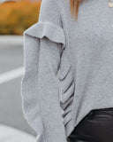 Charleston Ruffle Knit Sweater - Heather Grey - FINAL SALE Ins Street