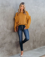 Charleston Ruffle Knit Sweater - Mustard - FINAL SALE Ins Street