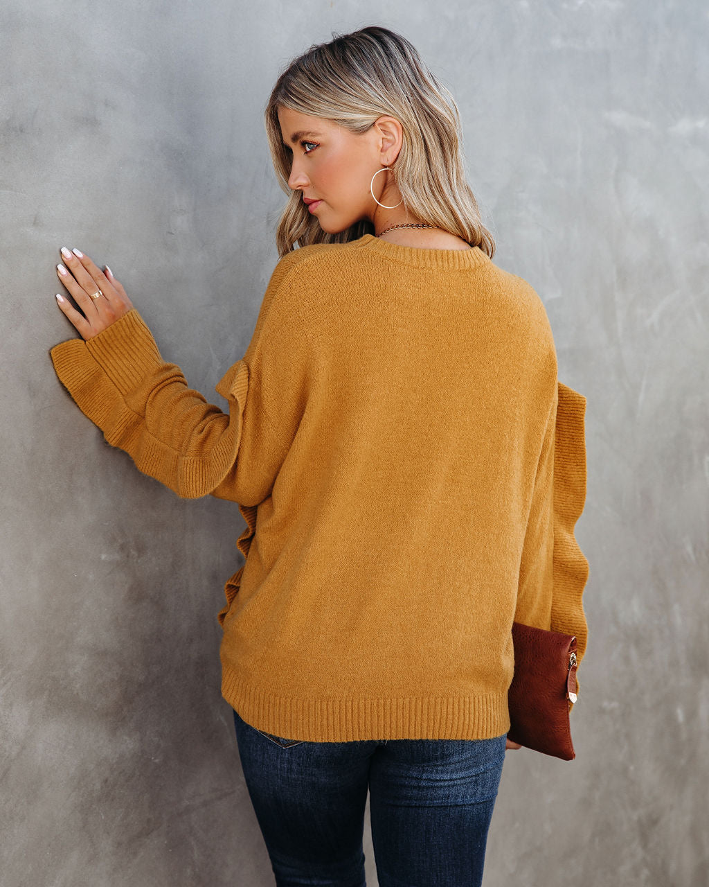 Charleston Ruffle Knit Sweater - Mustard - FINAL SALE Ins Street