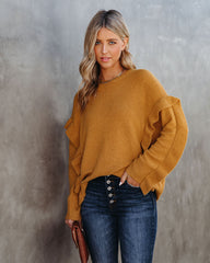 Charleston Ruffle Knit Sweater - Mustard - FINAL SALE Ins Street