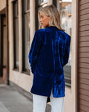 Chicest Pocketed Velvet Blazer - Blue Ins Street