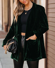 Chicest Pocketed Velvet Blazer - Green - FINAL SALE Ins Street