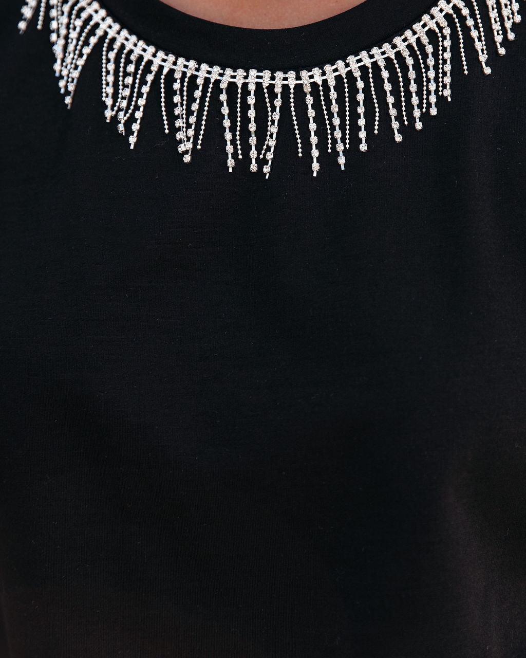 Clique Cotton Rhinestone Fringe Top ON T-001