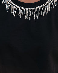 Clique Cotton Rhinestone Fringe Top ON T-001