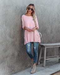 Close To You Pocketed Sweater - Dusty Pink - FINAL SALE TEA-002