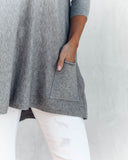 Close To You Pocketed Sweater - Heather Grey - FINAL SALE TEA-002