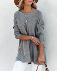 Close To You Pocketed Sweater - Heather Grey - FINAL SALE TEA-002